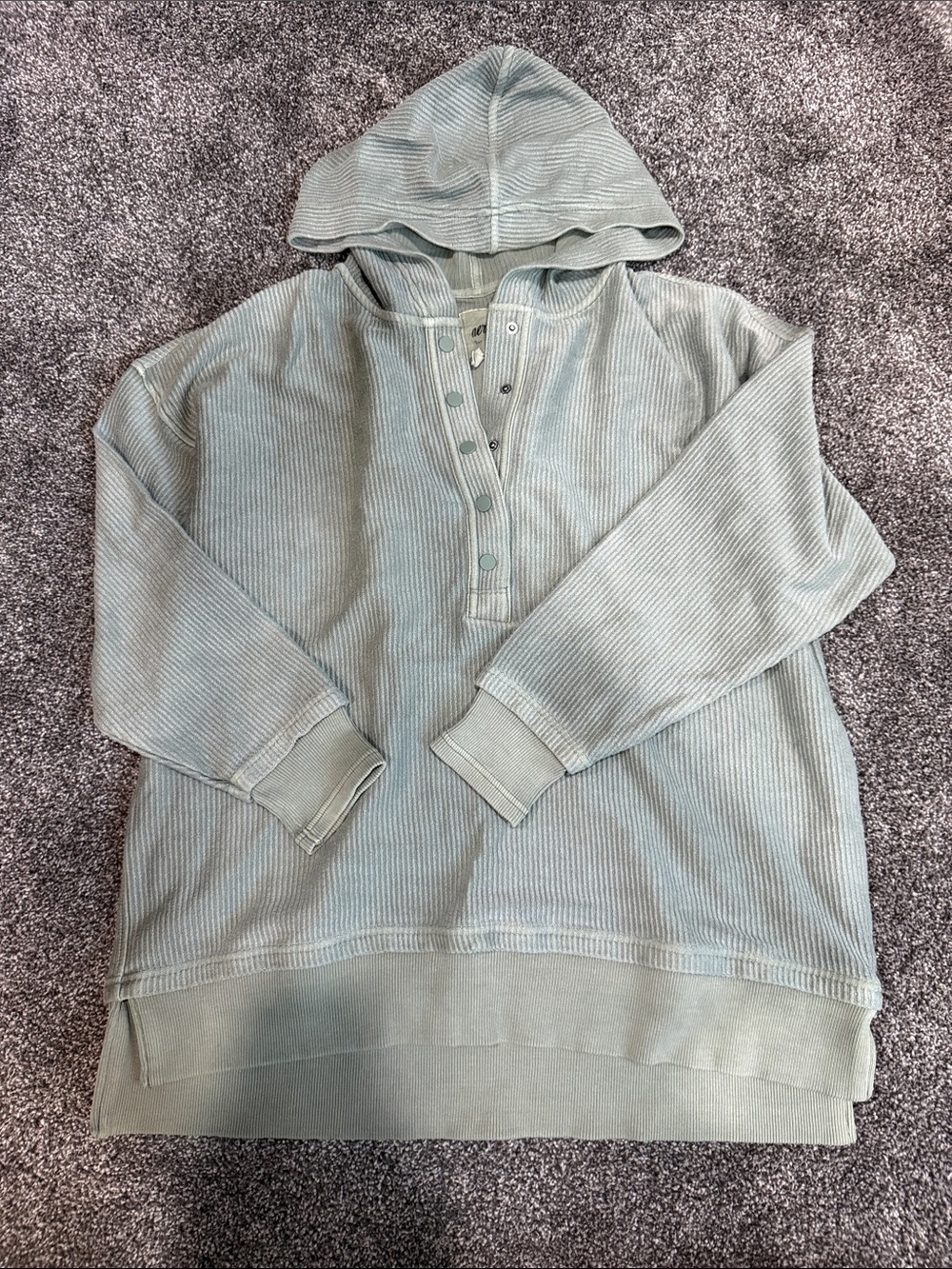 aerie Hooded Henley Sweatshirt in Sage Green